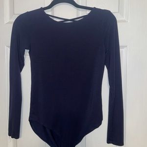 Navy Blue Long Sleeve Bodysuit